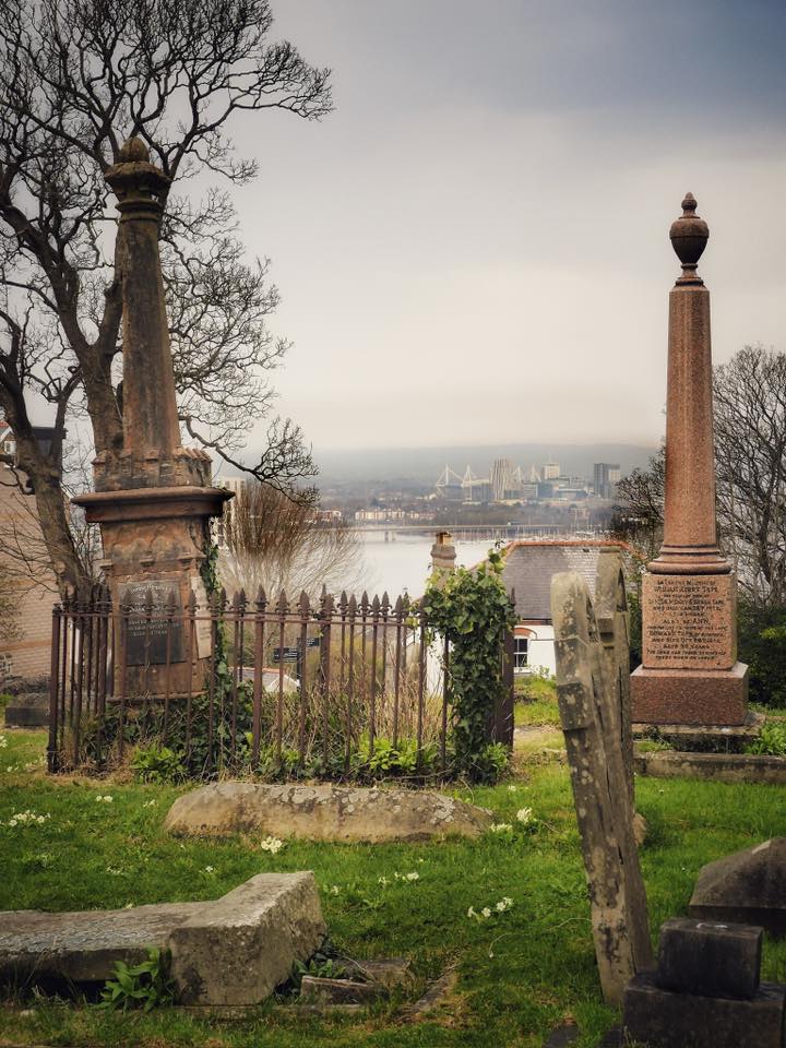 Lush greenery surrounding the cemetery